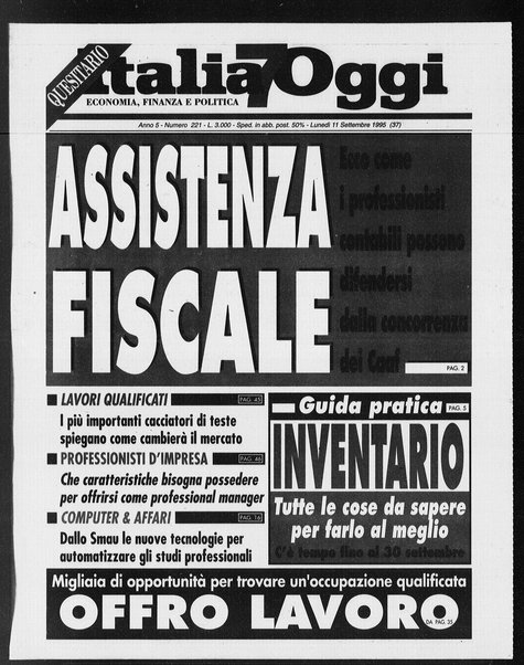 Italia oggi : quotidiano di economia finanza e politica